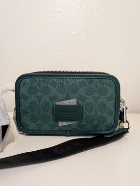 Coach Green Monogram Camera Bag NWT